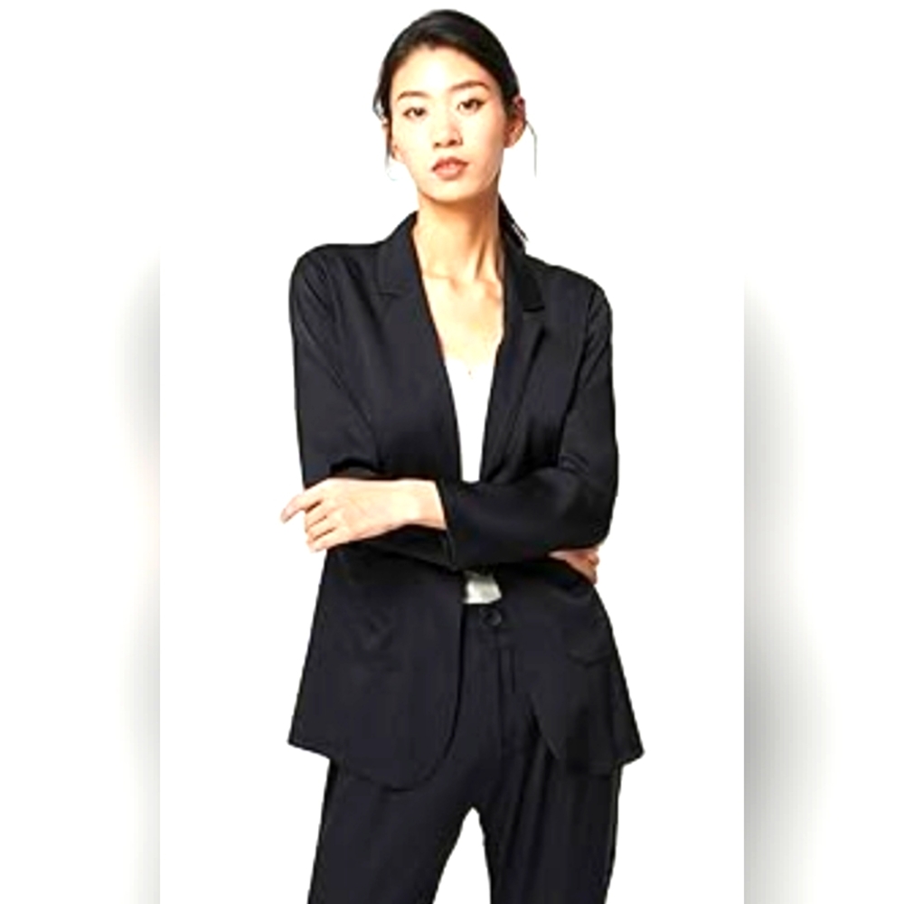 (L/XL)🌸🚨Reitmans🚨Black Pin Striped Blazer Sz 13 Ptp20"×L24"